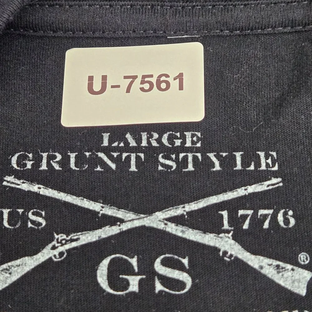 Grunt Style Men Shirt LARGE Black Alcohol Tobacco Firearms Grunge‎ Logo Short